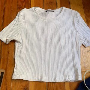 White Ribbed Top Size M